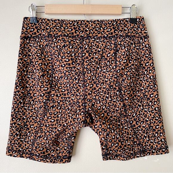Free People | Lucky Strike Leopard Animal Print Biker Shorts Zip Front Medium - Picture 3 of 5